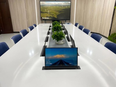 办公会议桌带同步话筒升降屏桌面式液晶屏无纸化办公会议系统图4