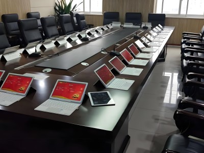 无纸化会议系统国产麒麟21.5寸升降器17.3寸屏带话筒液晶升降器图4