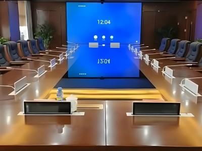 无纸化电子会议桌面升降显示器液晶同屏系统升降器显示器办公条桌图2